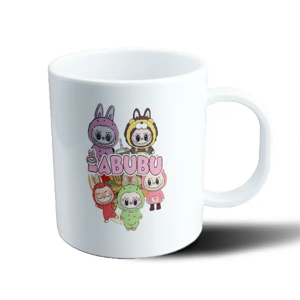 Taza de Plástico Labubu Familia de Colores