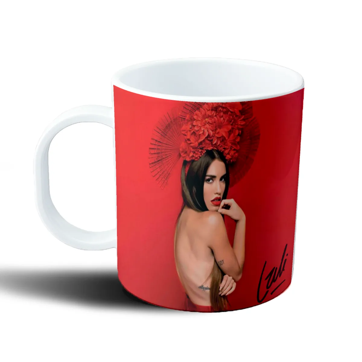 Taza de Plástico Lali Espósito Roja Flores - vista 2