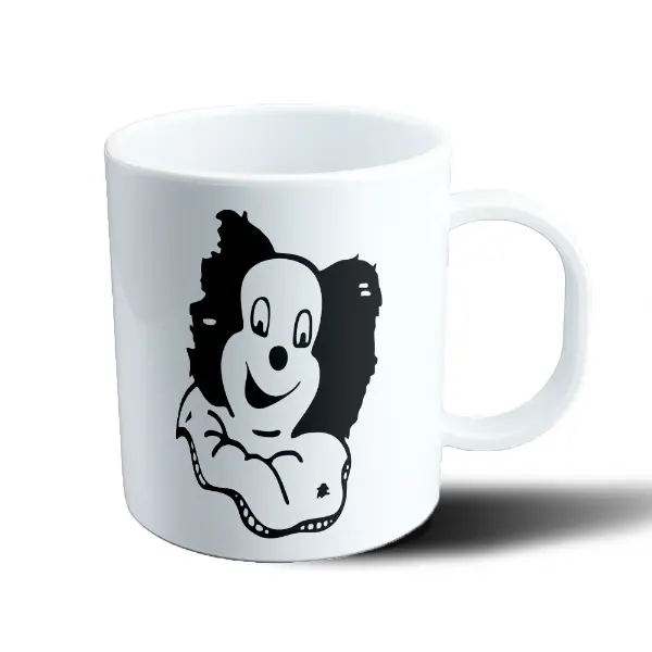 Taza de Plástico Lali Esposito Payaso Fanático Blanco y Negro