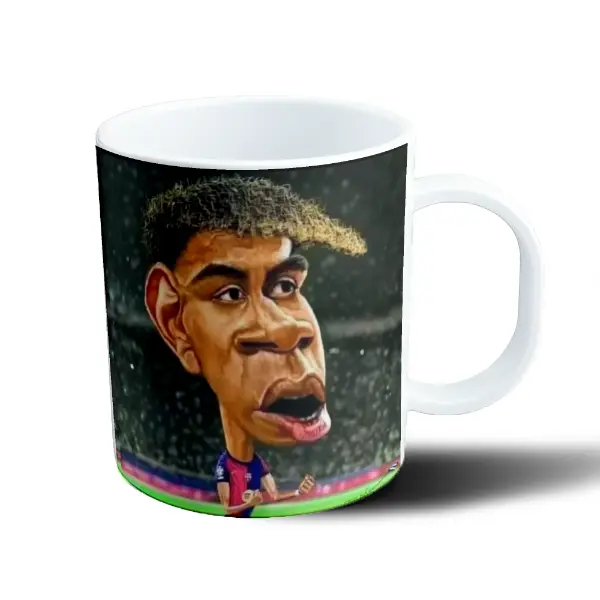 Taza de Plástico Lamine Yamal Caricatura Barcelona