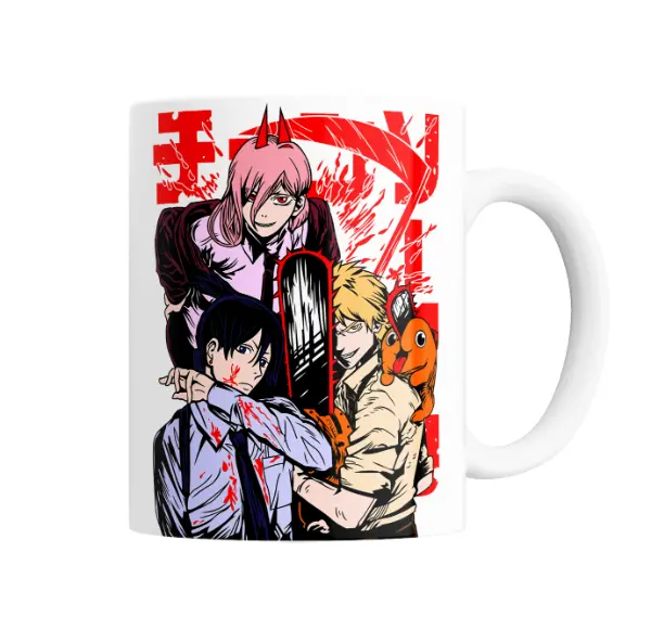 Taza de Cerámica Chainsaw Man Makima Denji Power Pochita