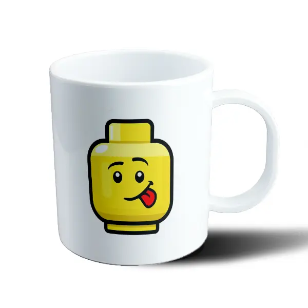 Taza de Plástico Lego Cabeza Amarilla Lengua Afuera