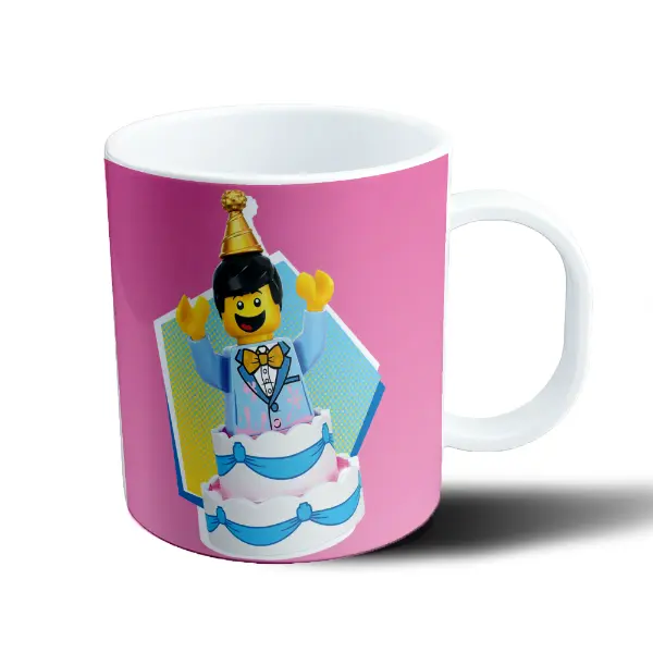 Taza de Plástico Lego Figura de Cumpleaños con Torta