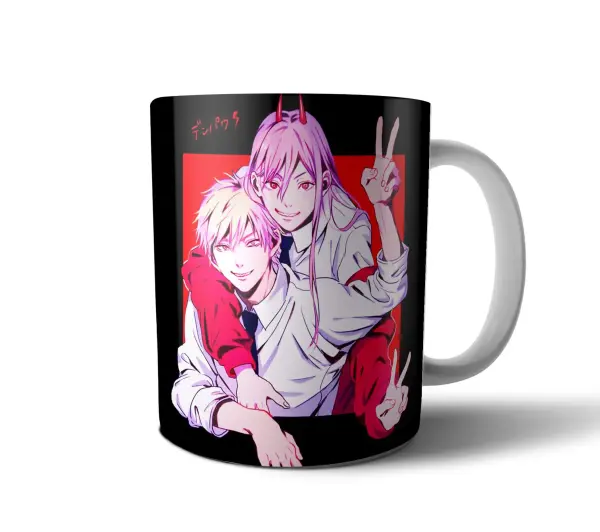 Taza de Cerámica Chainsaw Man Denji y Power