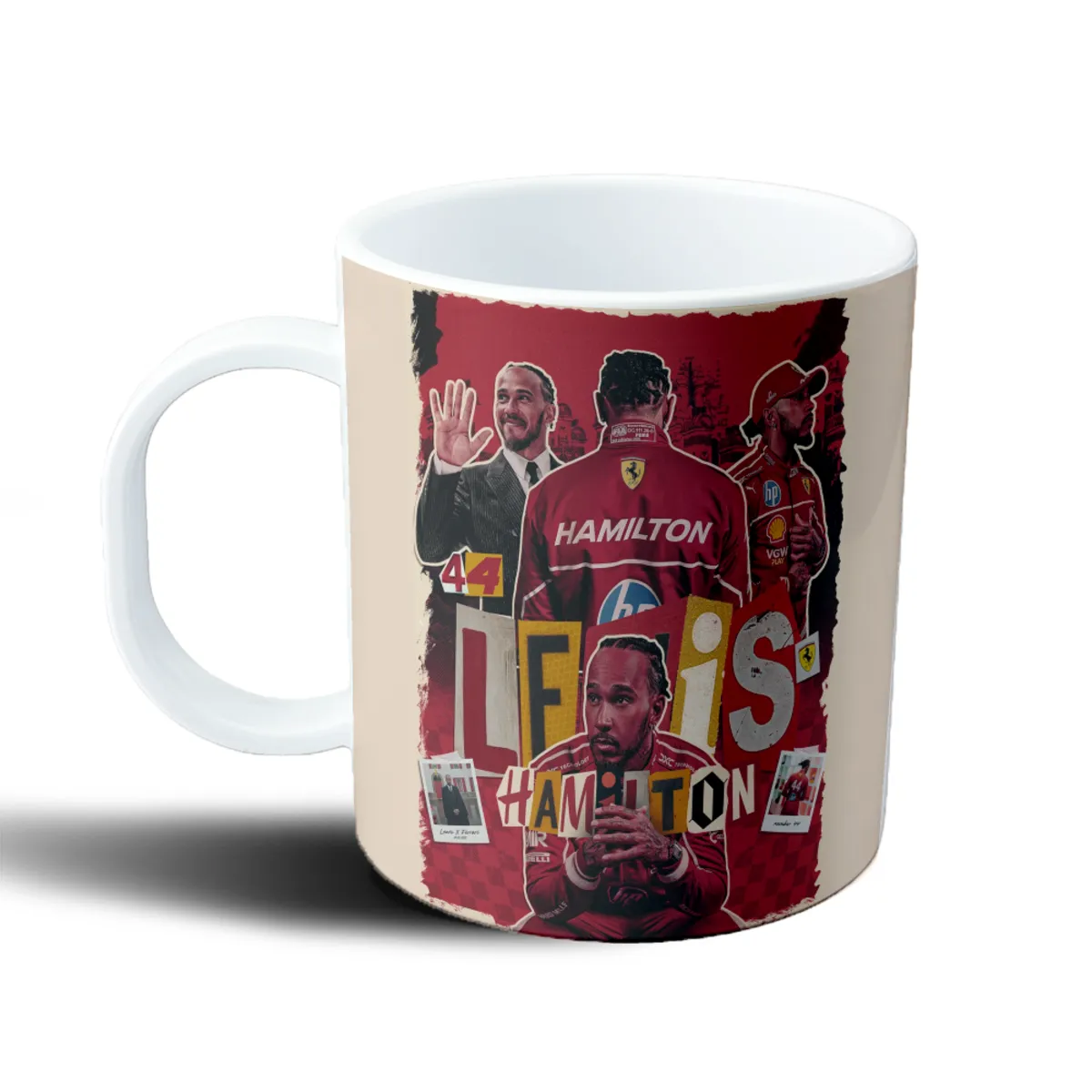 Taza de Plástico Lewis Hamilton Ferrari Collage - vista 2