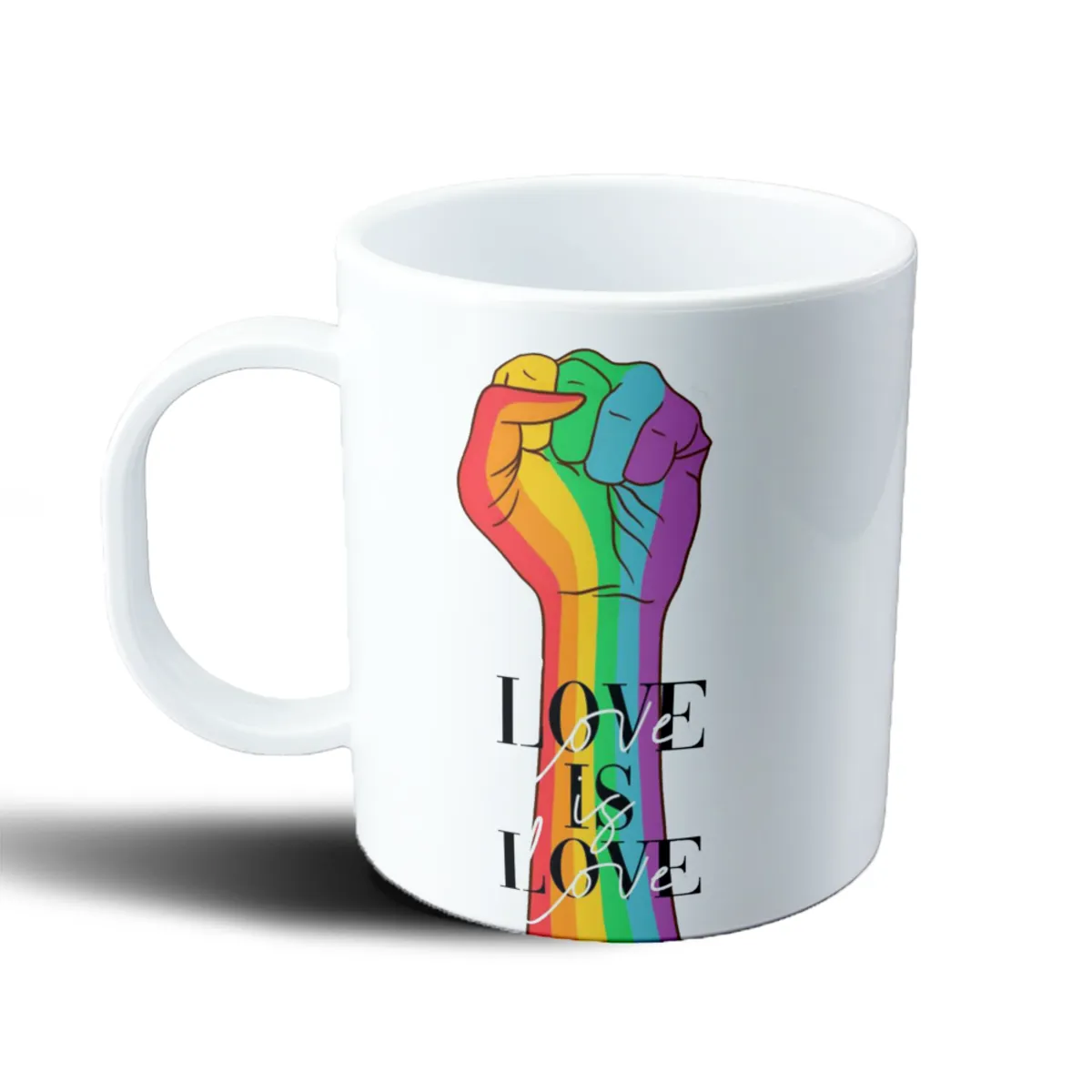 Taza de Plástico Love is Love Puño Arcoíris - vista 2