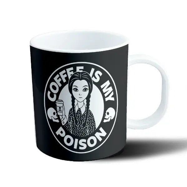 Taza de Plástico Locos Adams Wednesday Coffee Is My Poison