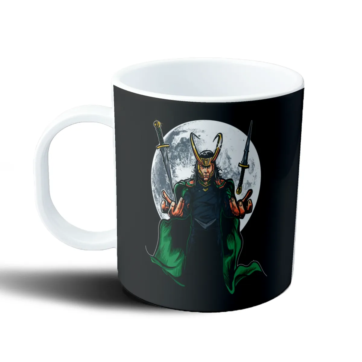Taza de Plástico Loki Dios de la Travesura con Dagas y Luna - vista 2