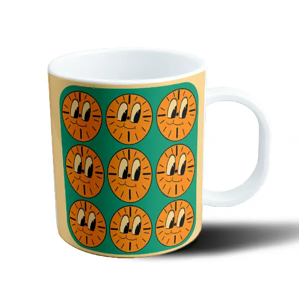 Taza de Plástico Loki Caritas Naranjas Sol sobre Verde