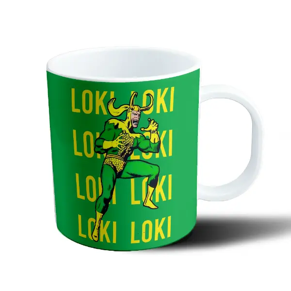 Taza de Plástico Loki Marvel Comics Patrón Repetido