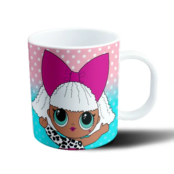 Taza de Plástico LOL Surprise Muñeca Leopardo y Moño Rosa
