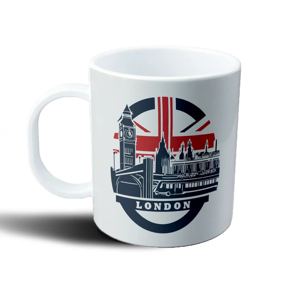 Taza de Plástico Londres Big Ben Bandera Británica y Bus - vista 2