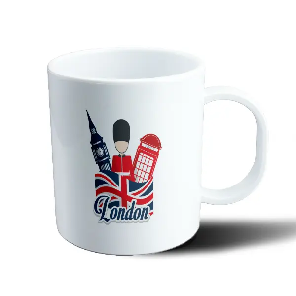 Taza de Plástico Londres Big Ben Guardia y Cabina Telefónica