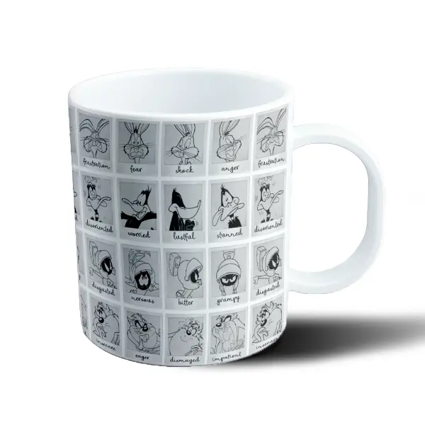 Taza de Plástico Looney Tunes Expresiones Bugs Bunny Daffy Marvin Taz