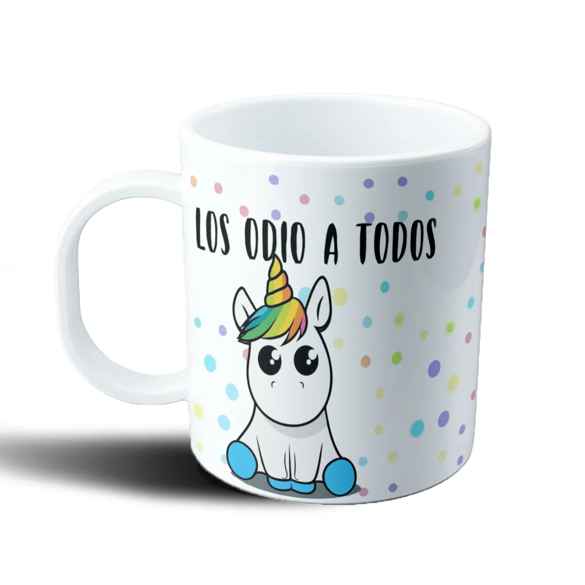Taza de Plástico Los Odio a Todos Unicornio Arcoíris - vista 2