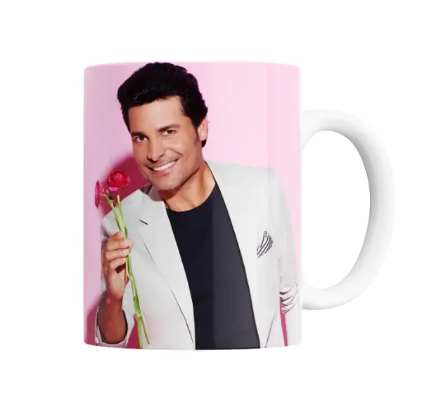 Taza de Cerámica Chayanne con Rosa Roja