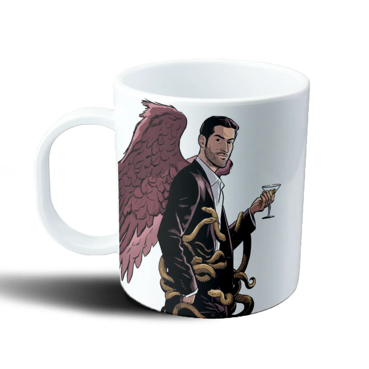 Taza de Plástico Lucifer Morningstar con Alas y Serpientes - vista 2