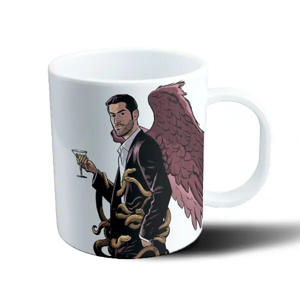 Taza de Plástico Lucifer Morningstar con Alas y Serpientes