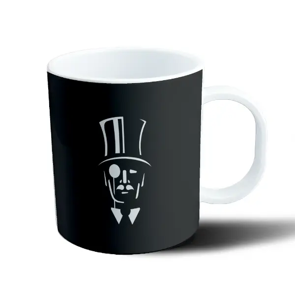 Taza de Plástico Diseño Negro con Galera y Monóculo