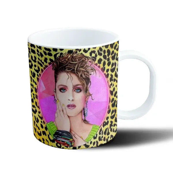 Taza de Plástico Madonna Look Ochentas Leopardo