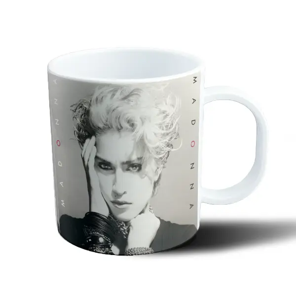 Taza de Plástico Madonna Retrato Blanco y Negro