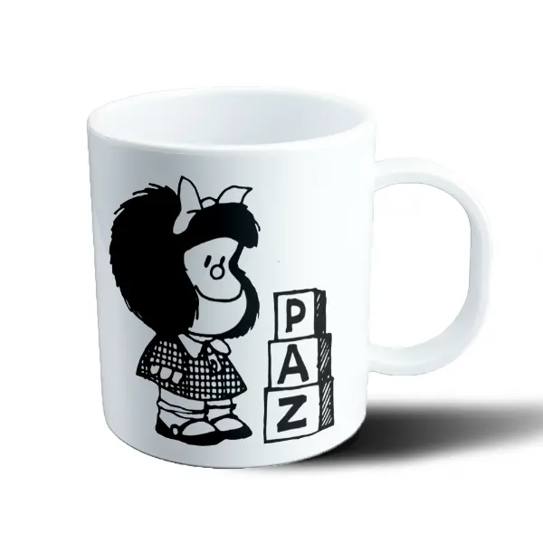 Taza de Plástico Mafalda Paz con bloques