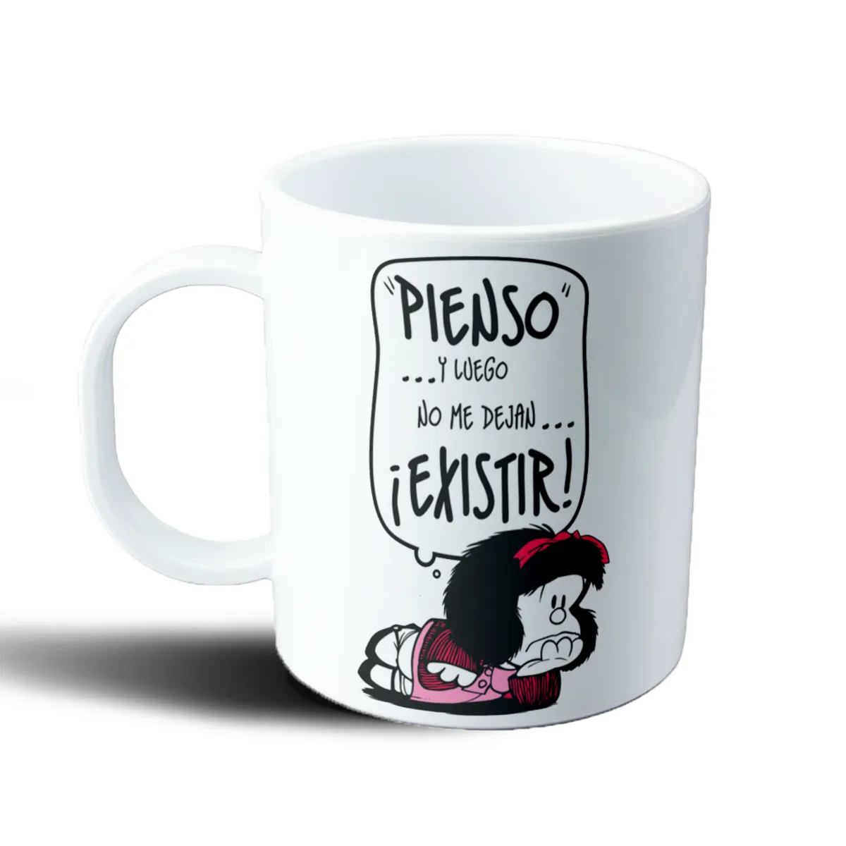 Taza de Plástico Mafalda Pienso y luego no me dejan existir - vista 2