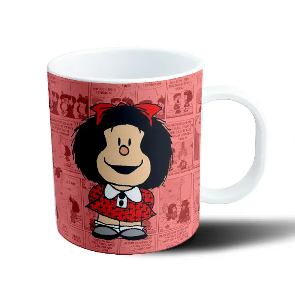 Taza de Plástico Mafalda Tiras Rojas