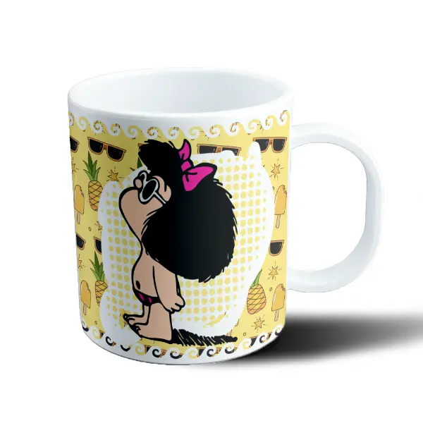 Taza de Plástico Mafalda Verano Lentes y Piñas