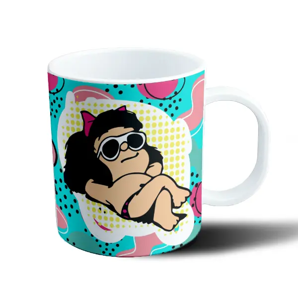 Taza de Plástico Mafalda Pop Art Verano con Lentes