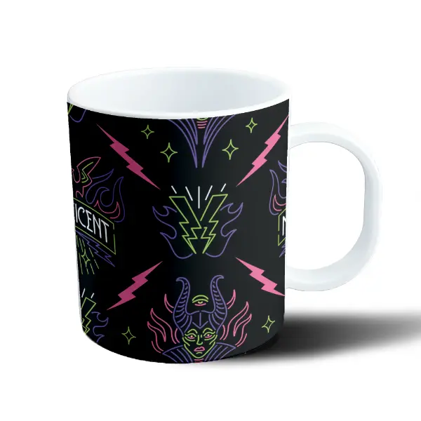 Taza de Plástico Malefica Neón Rayos y Murciélagos