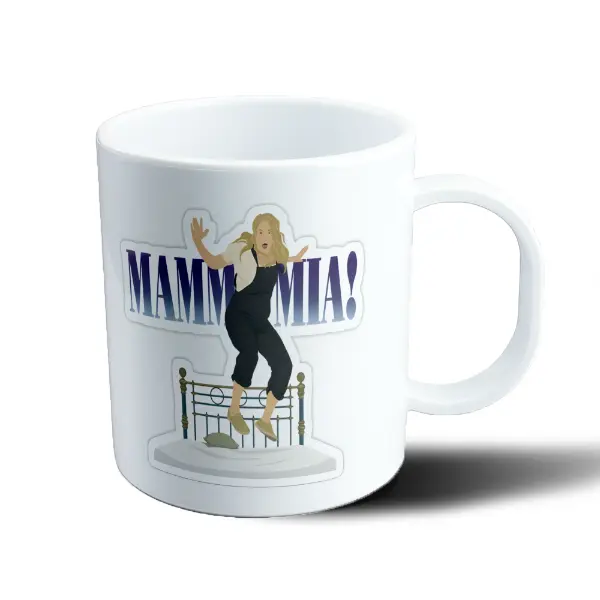 Taza de Plástico Mamma Mia Mujer Saltando en la Cama