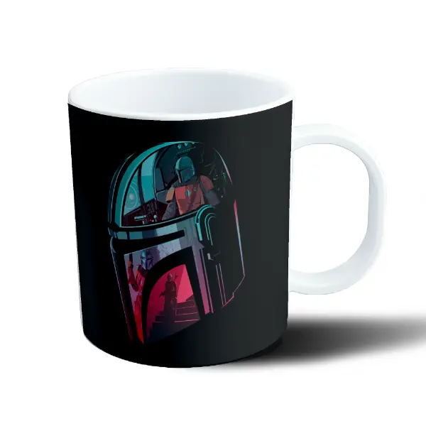 Taza de Plástico Mandalorian Casco Neón