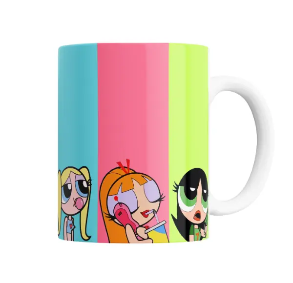Taza de Cerámica Chicas Superpoderosas Burbuja Flor Bellota