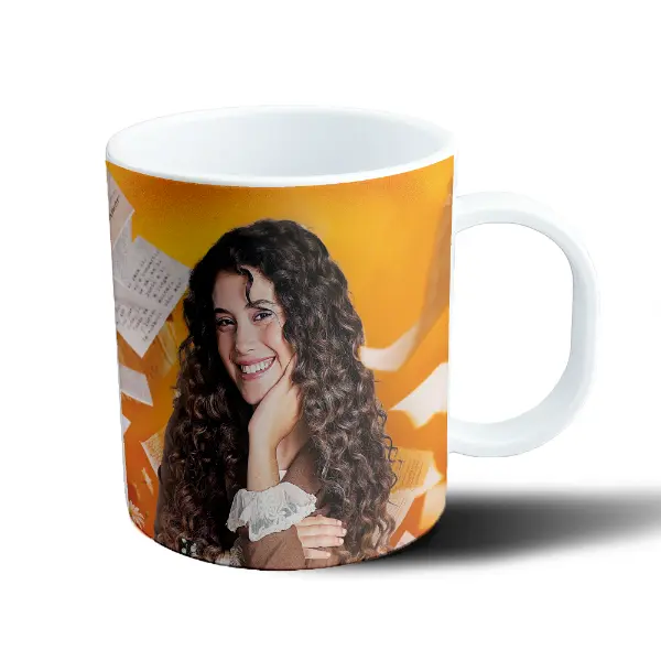 Taza de Plástico Margarita Sonrisa Fondo Naranja