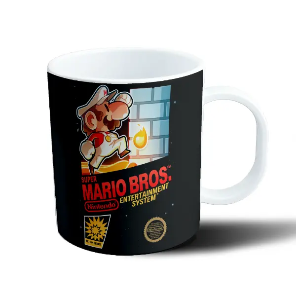 Taza de Plástico Super Mario Bros Mario Fire Flower Cartucho NES