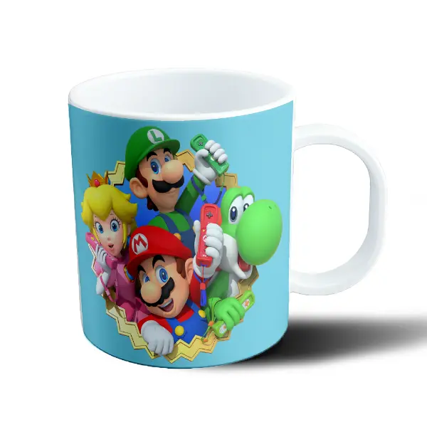 Taza de Plástico Super Mario Bros Mario Luigi Peach Yoshi Wii