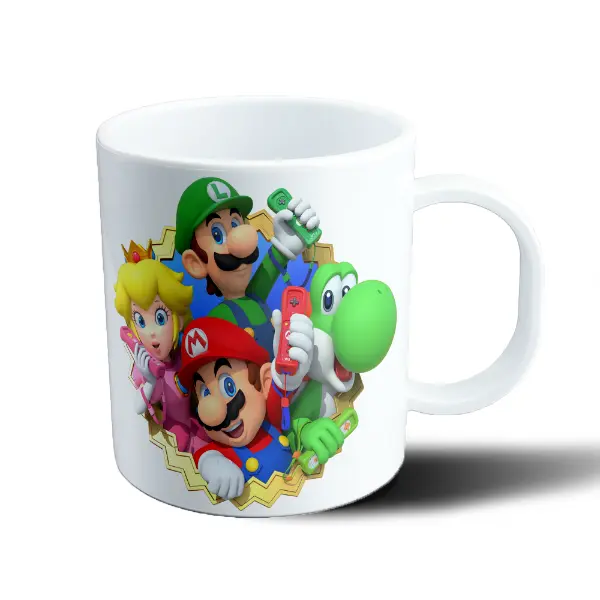 Taza de Plástico Mario Bros Mario Luigi Peach y Yoshi