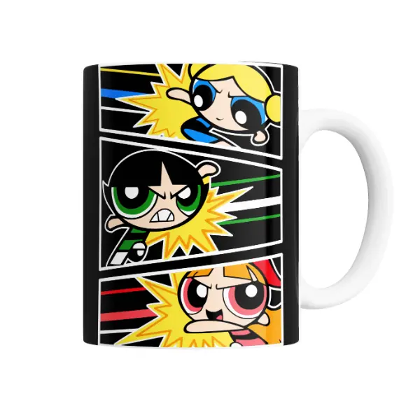 Taza de Cerámica Chicas Superpoderosas Burbujas Bellota y Flor