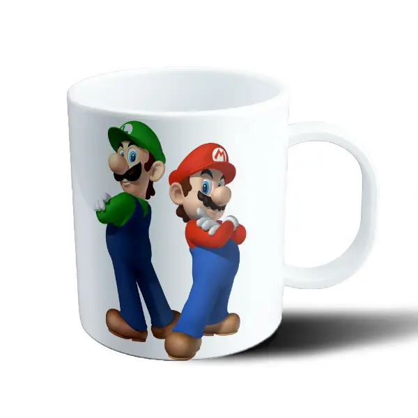 Taza de Plástico Mario Bros Mario y Luigi Espalda con Espalda