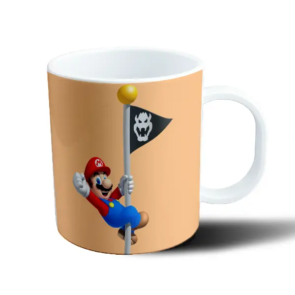 Taza de Plástico Mario Bros Mario trepando el mástil del castillo