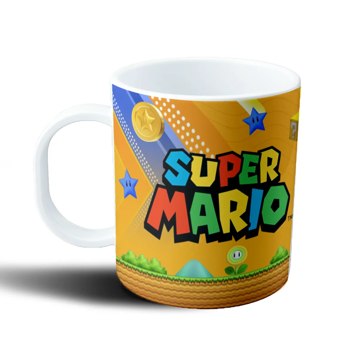 Taza de Plástico Mario Bros Mario Saltando con Hongo y Moneda - vista 2