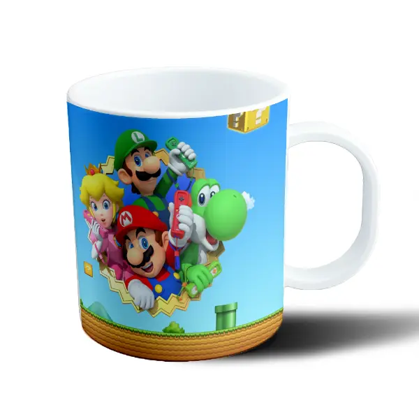 Taza de Plástico Mario Bros Mario, Luigi, Peach y Yoshi