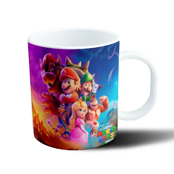 Taza de Plástico Mario Bros Película Mario Luigi Peach y Bowser