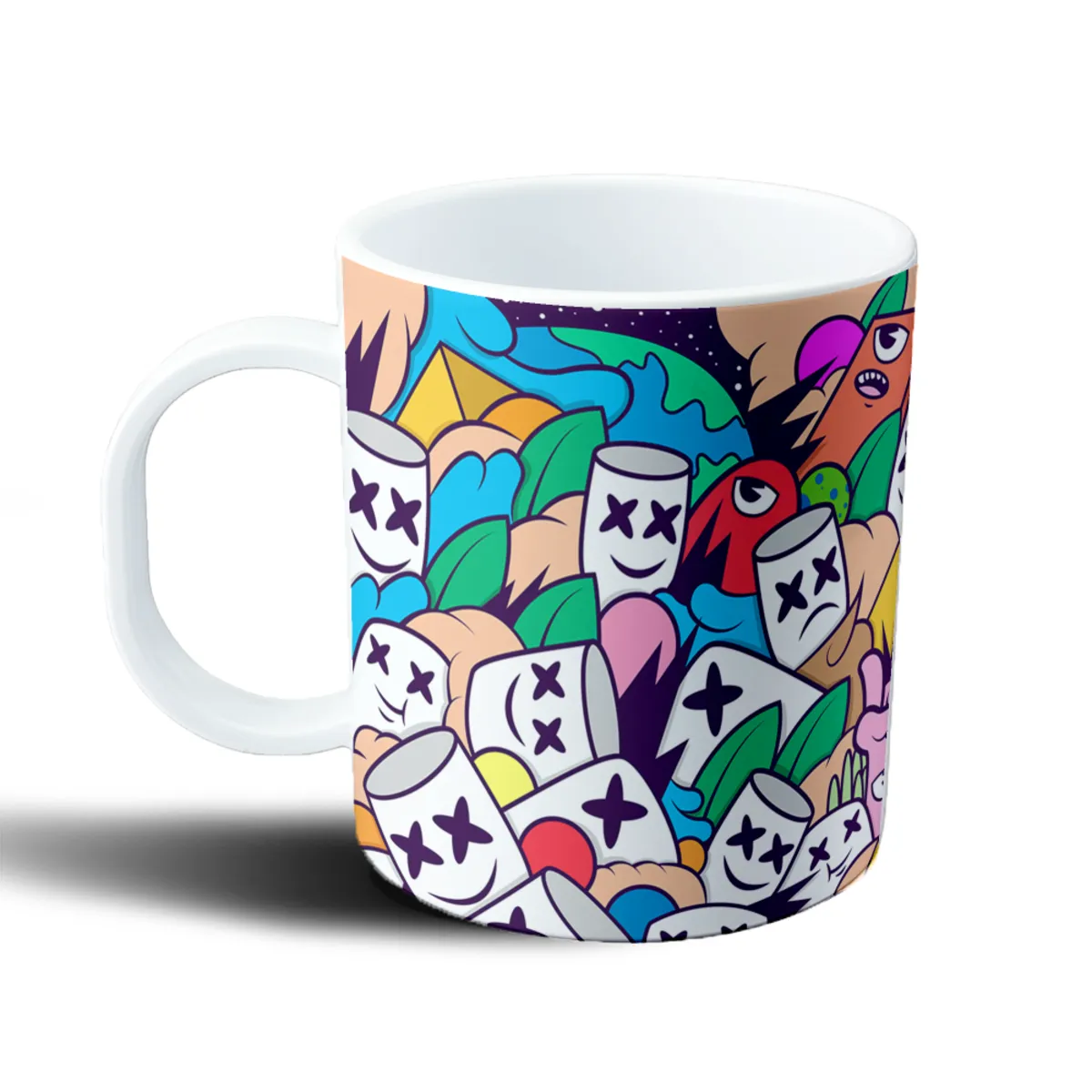 Taza de Plástico Marshmello Patrón Gráfico Colorido - vista 2