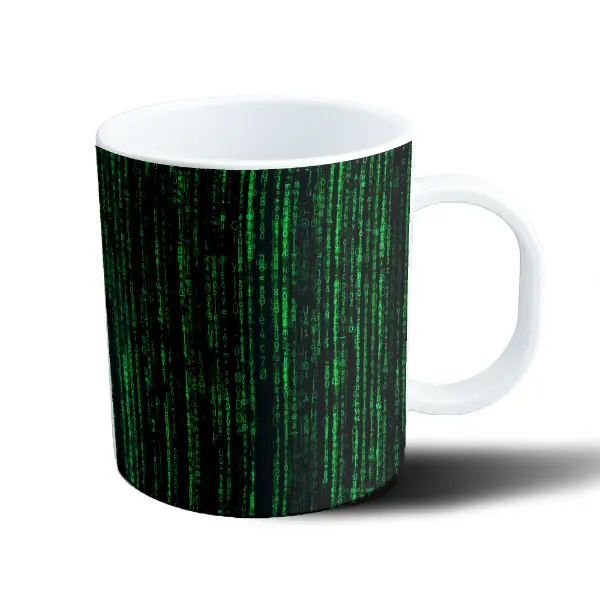 Taza de Plástico Matrix Lluvia de Código Verde