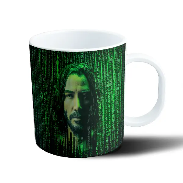 Taza de Plástico Matrix Neo Lluvia Digital