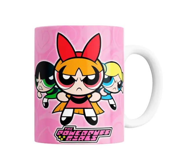 Taza de Cerámica Chicas Superpoderosas Burbuja Bombón Flor