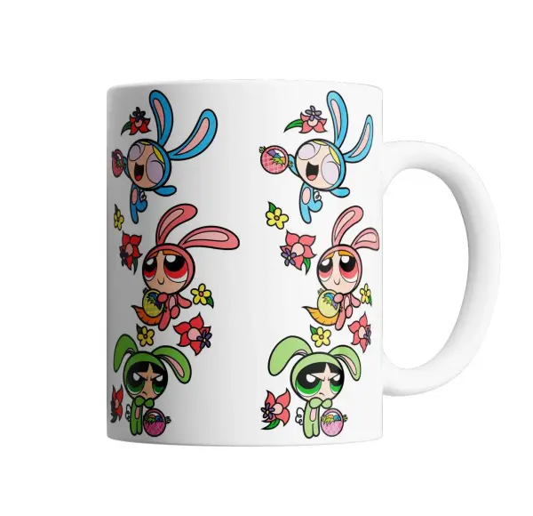 Taza de Cerámica Chicas Superpoderosas Conejitas de Pascua