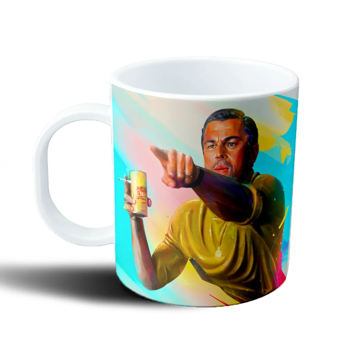 Taza de Plástico Meme Leonardo DiCaprio Señalando con Lata - vista 2